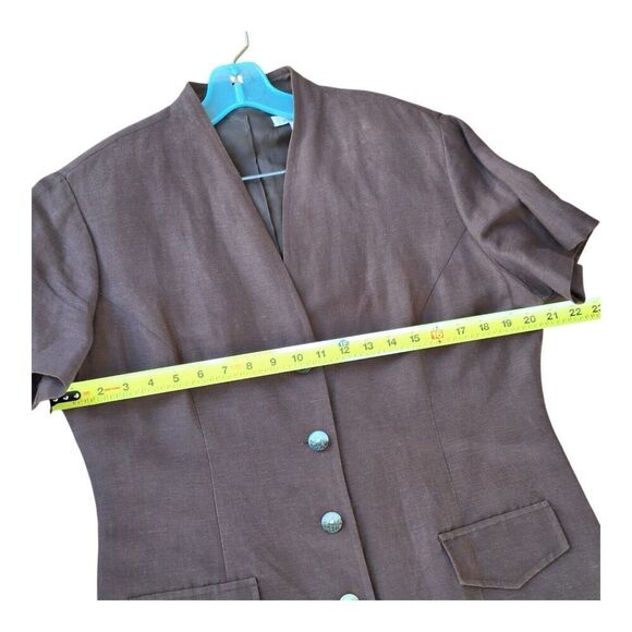 Vintage Savannah Maxi Linen Dress Button Up Lined 90s Mocha Brown size 10 - Picture 13 of 16